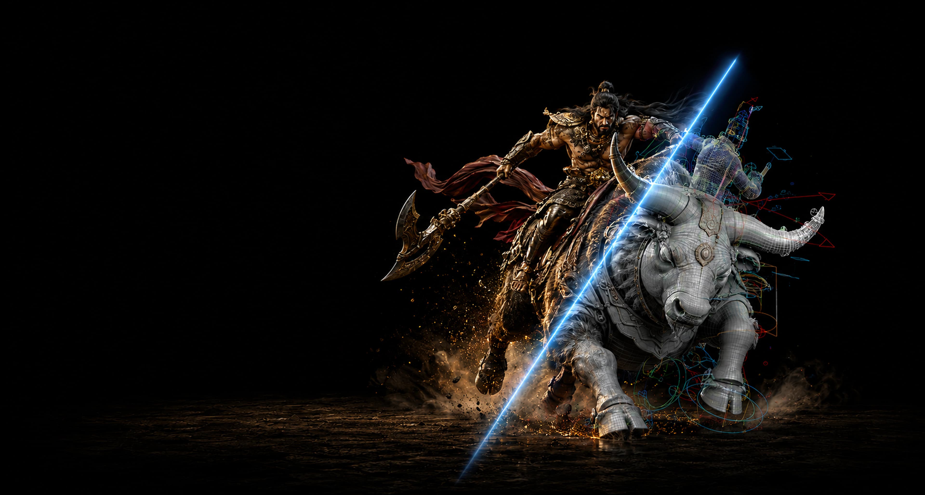Creative professional with golden phoenix visual effects for Animation and VFX