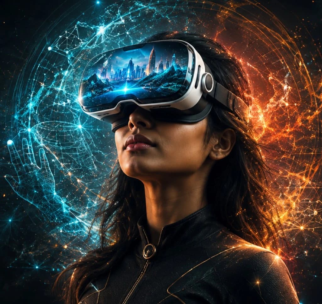 Student exploring immersive media for Future Technologies Virtual Reality
