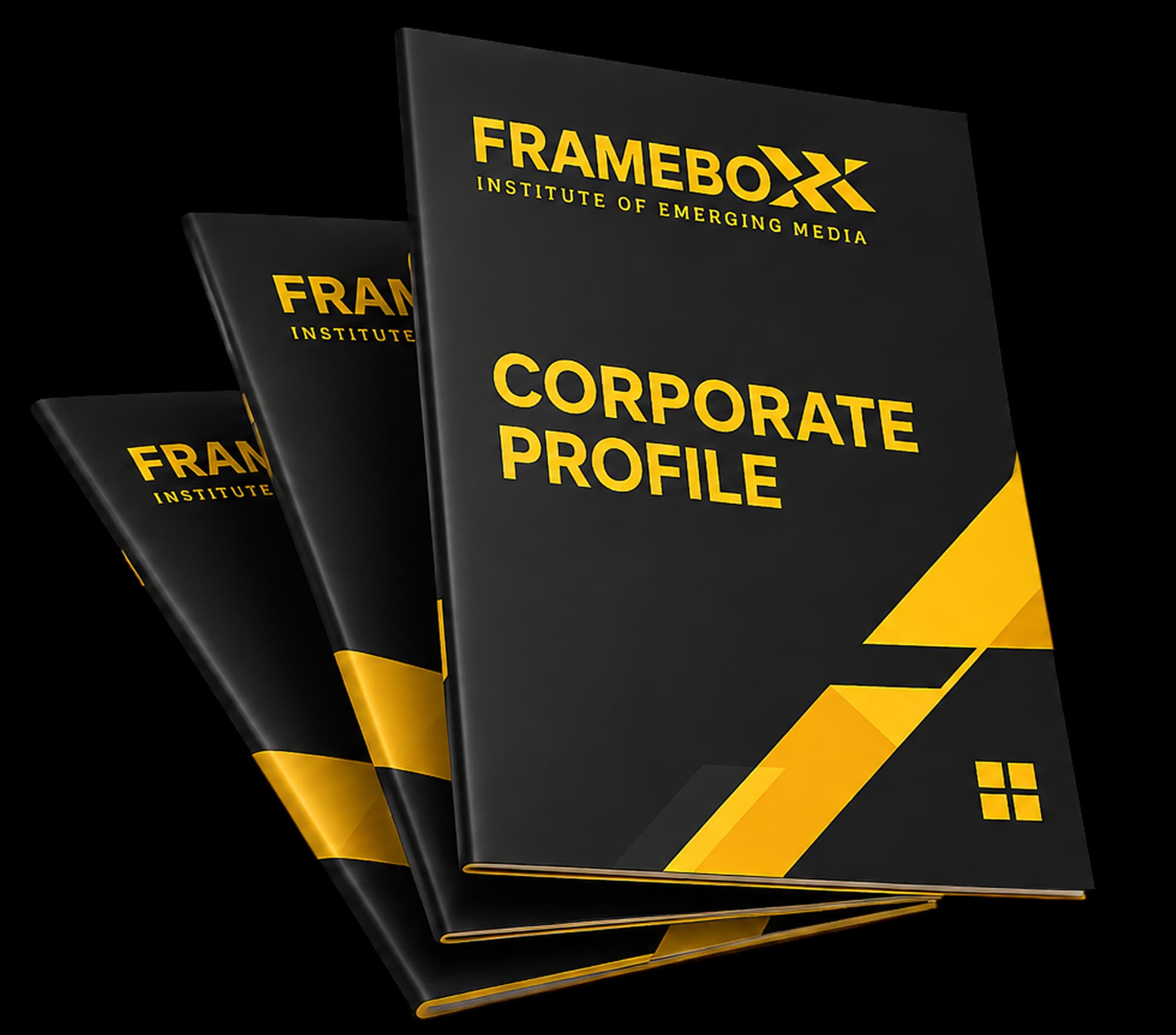 Frameboxx Corporate Profile booklet mockup