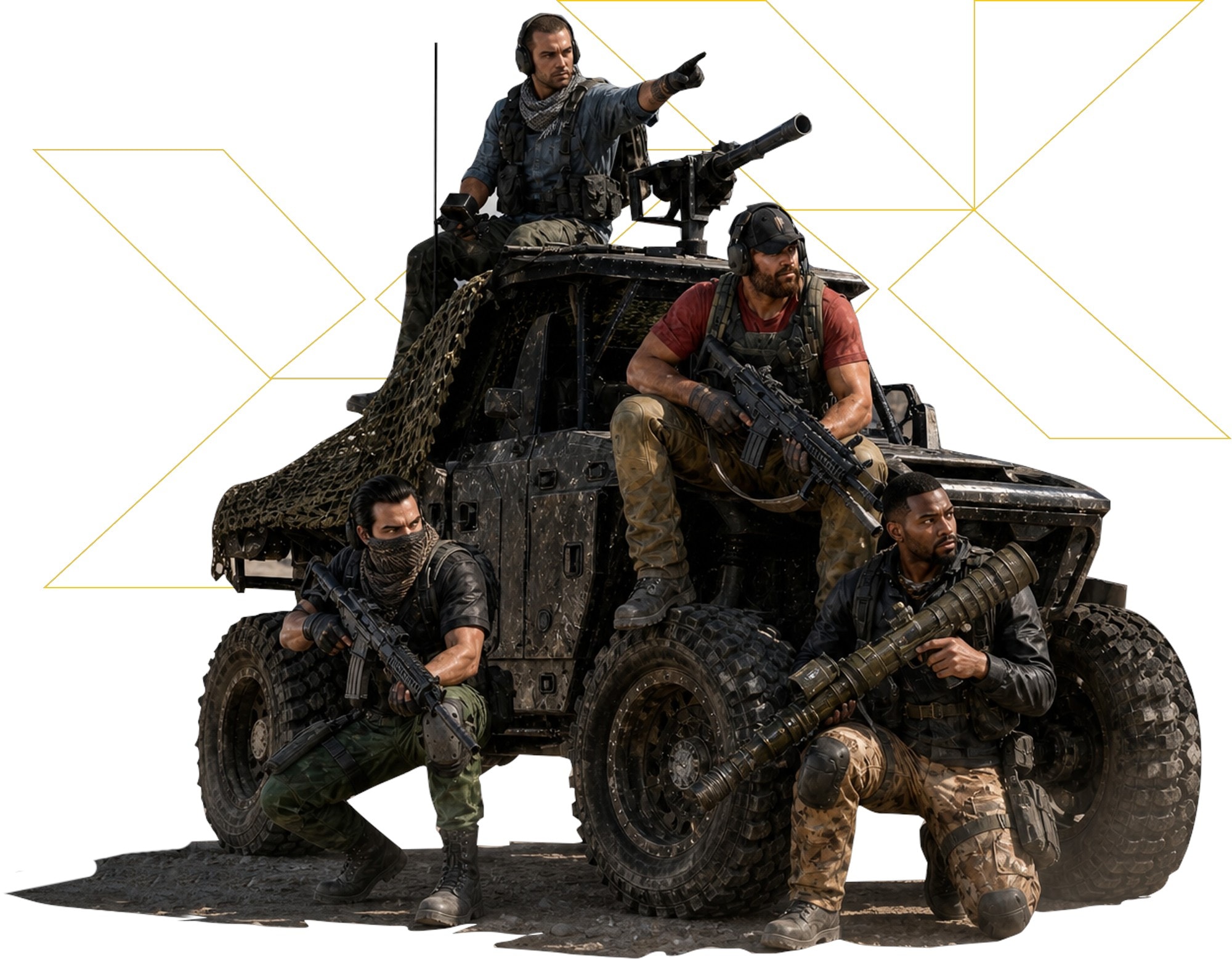 Tactical game art characters and vehicle for MPGA Game Art course overview