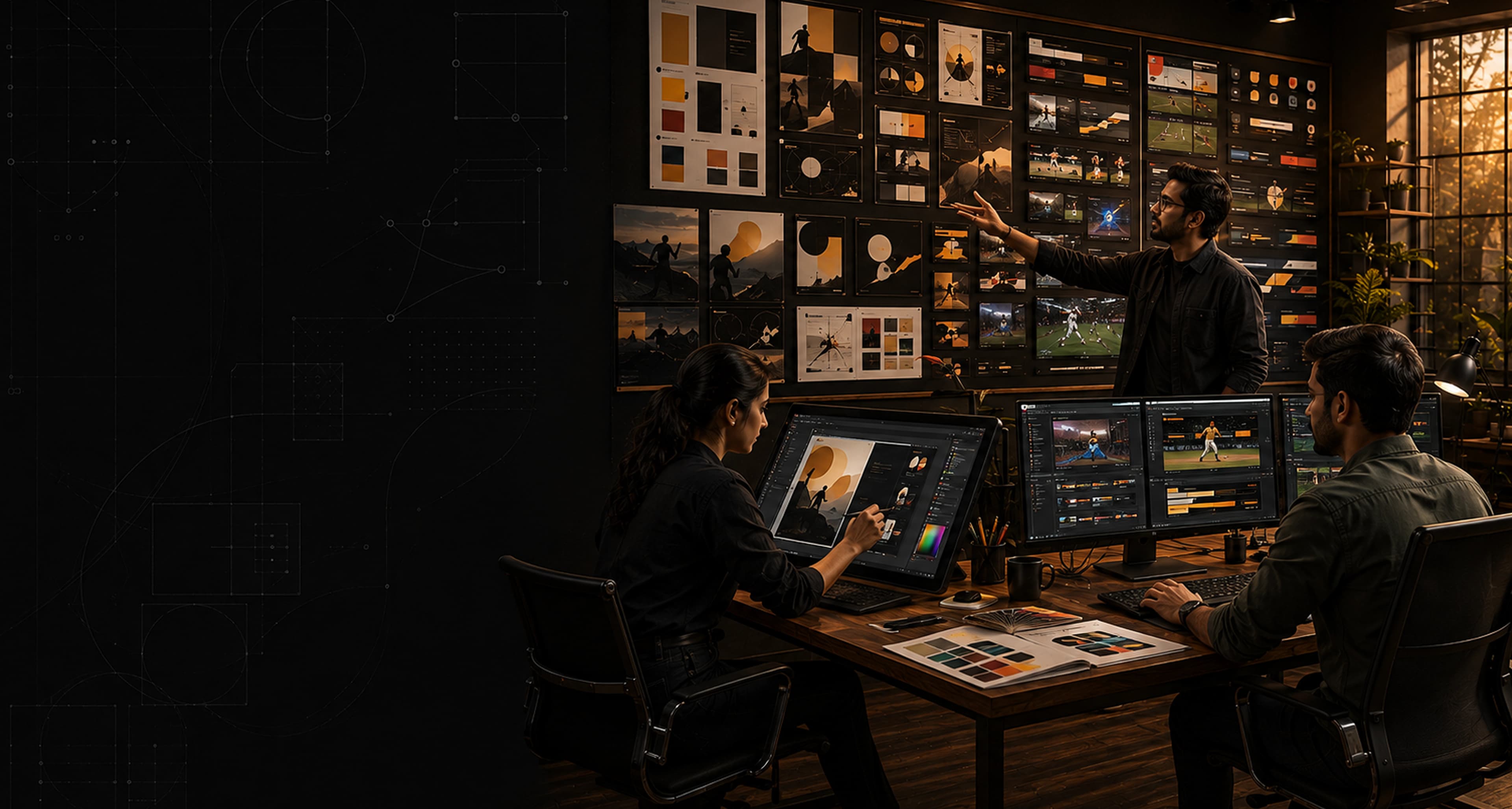 Creative designer with tablet in a broadcast and social media design studio