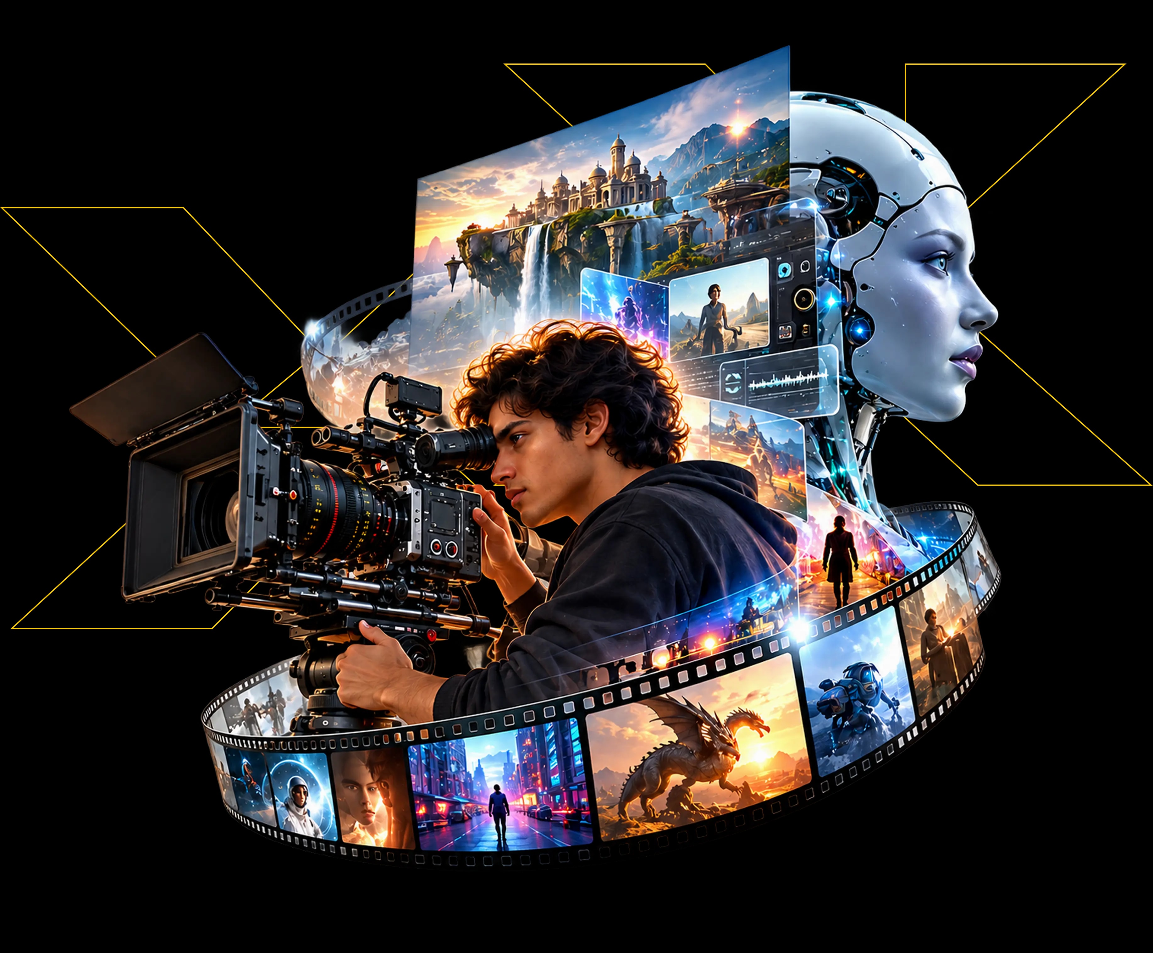 AI filmmaking creative direction and futuristic production visual
