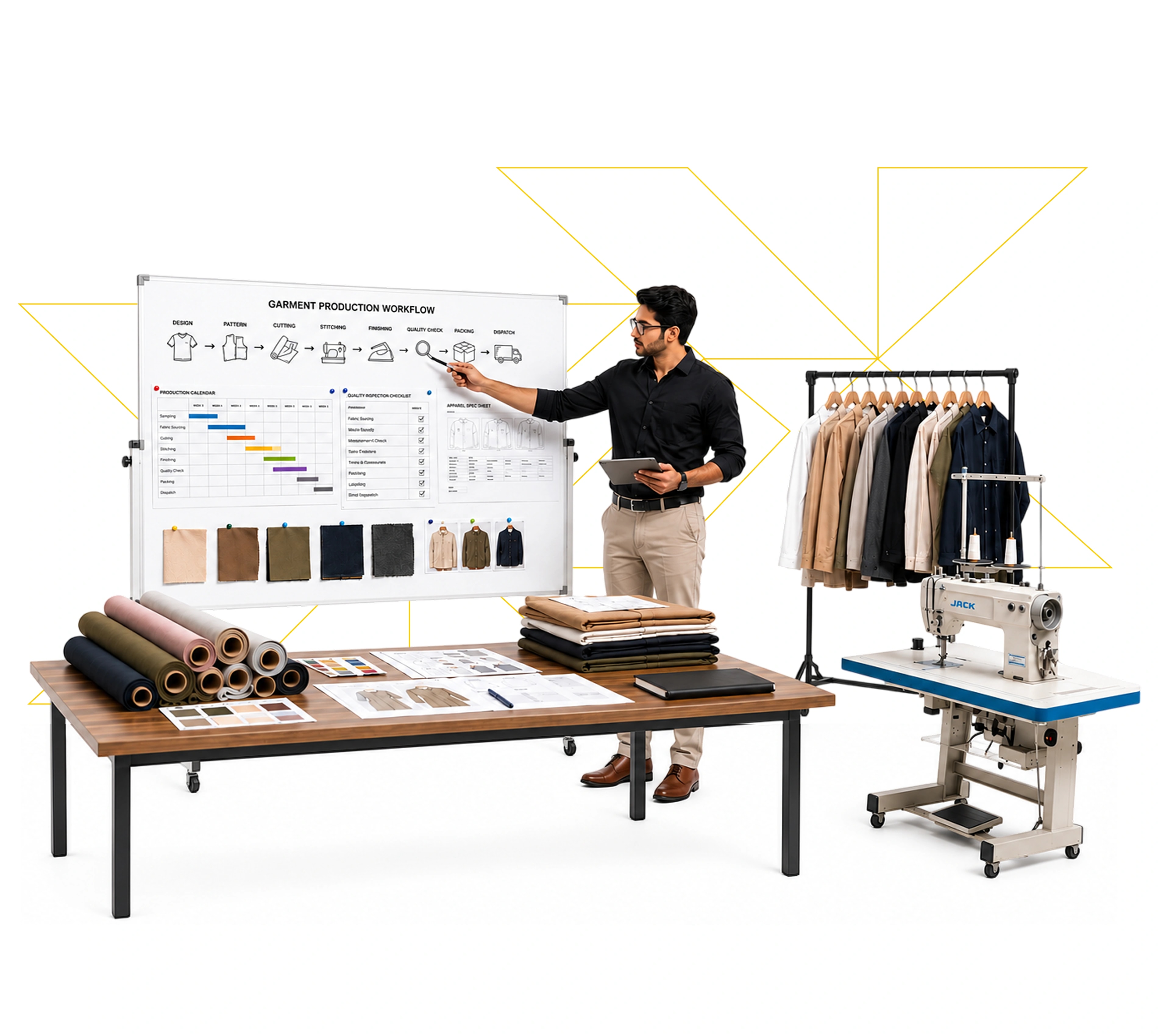 Course overview visual for Expert Program in Apparel Production Planning & Control
