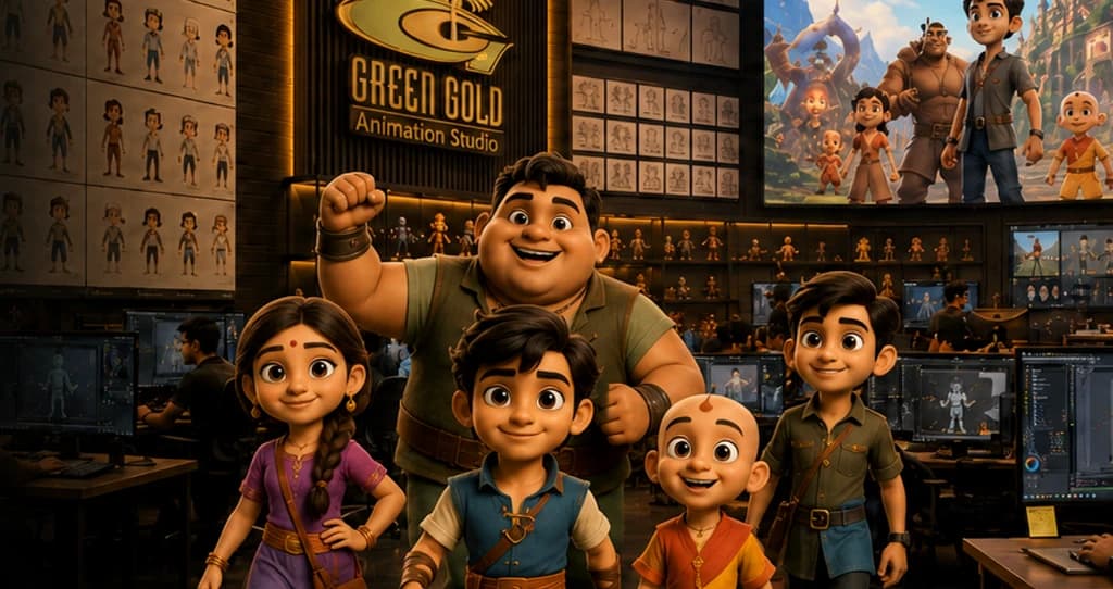 Green Gold studio characters for B.Sc. in 3D Animation & Visual Effects